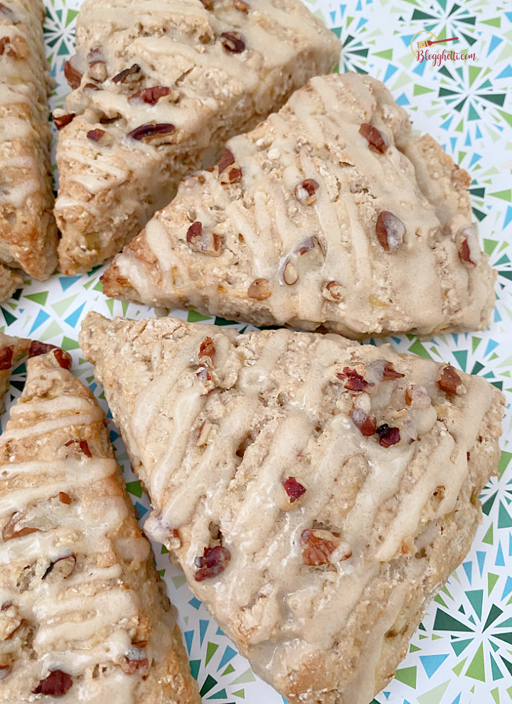 banana pecan scones with glaze